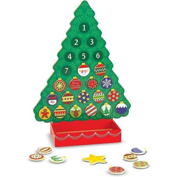 Melissa & Doug Countdown To Christmas Wooden Advent Calendar Magnetic Tree - Picture 2 of 13